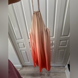 Ombre Halter Dress with Chain Straps